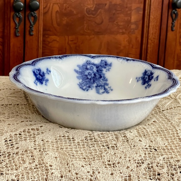 Astoria Flow Blue Veggie Serving Bowl New Wharf Pottery Vintage Antique England - Picture 8 of 13